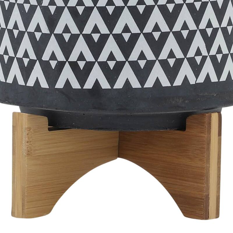8-inch Ceramic Planter on Wooden Stand