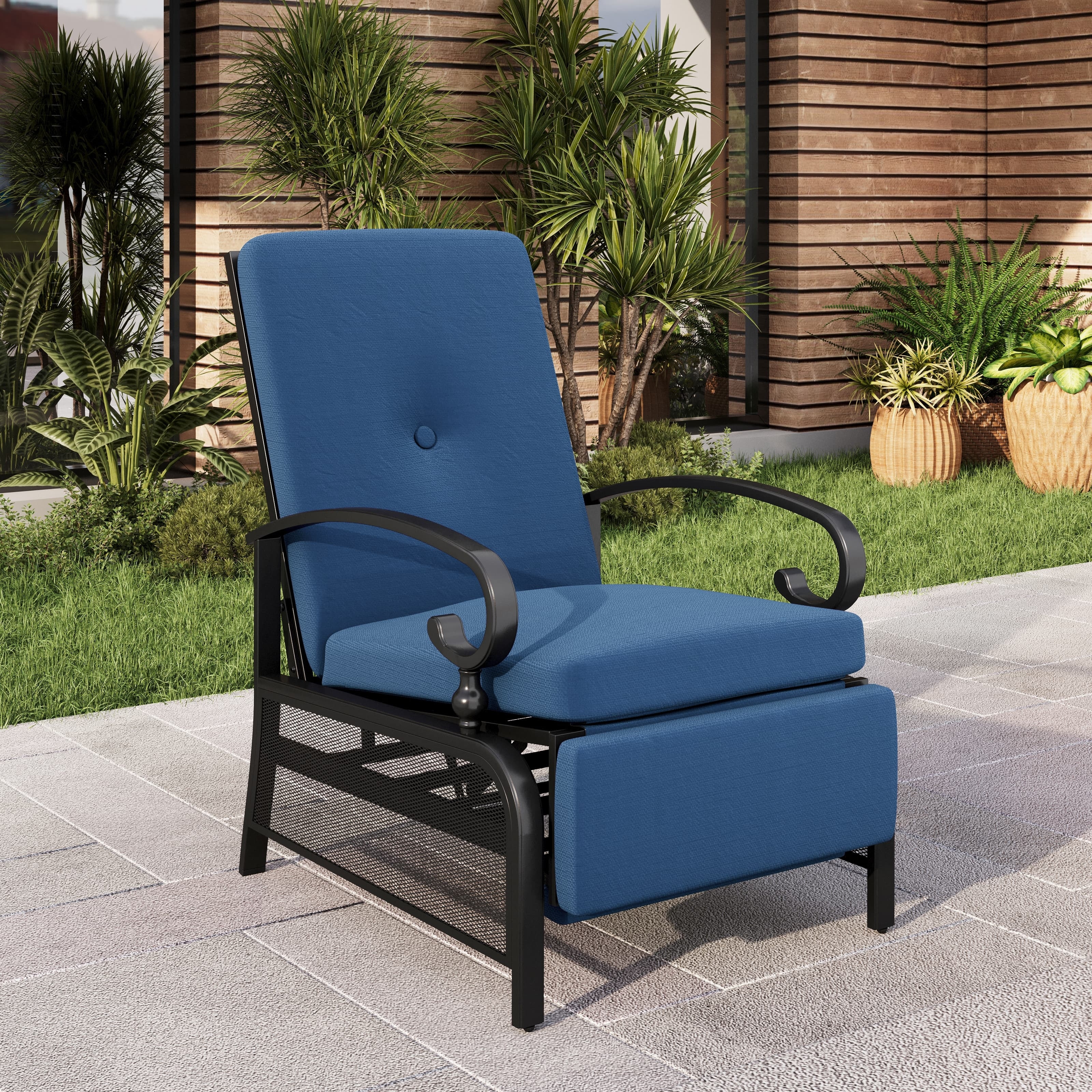 MAISON ARTS Adjustable Recliner Lounge Chair & Bistro Table Set - Perfect for Outdoor, Patio, Garden, and Porch