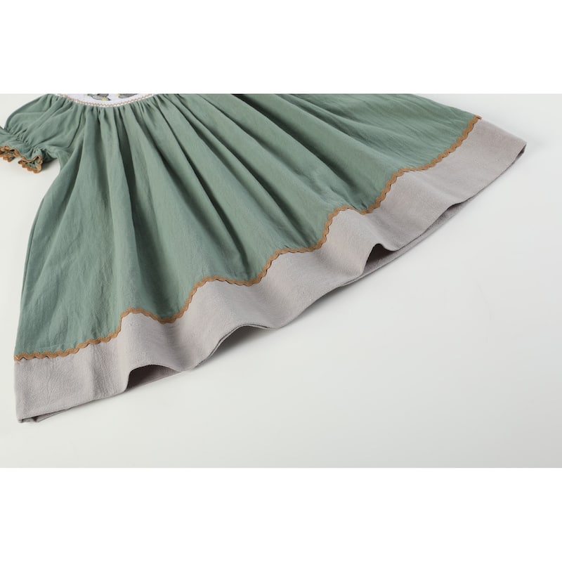 Lil Cactus Sage Green Mallard Smocked Bishop Dress