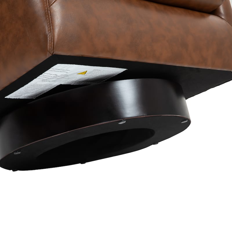 Faux Leather Accent Barrel Chair with Swivel Base