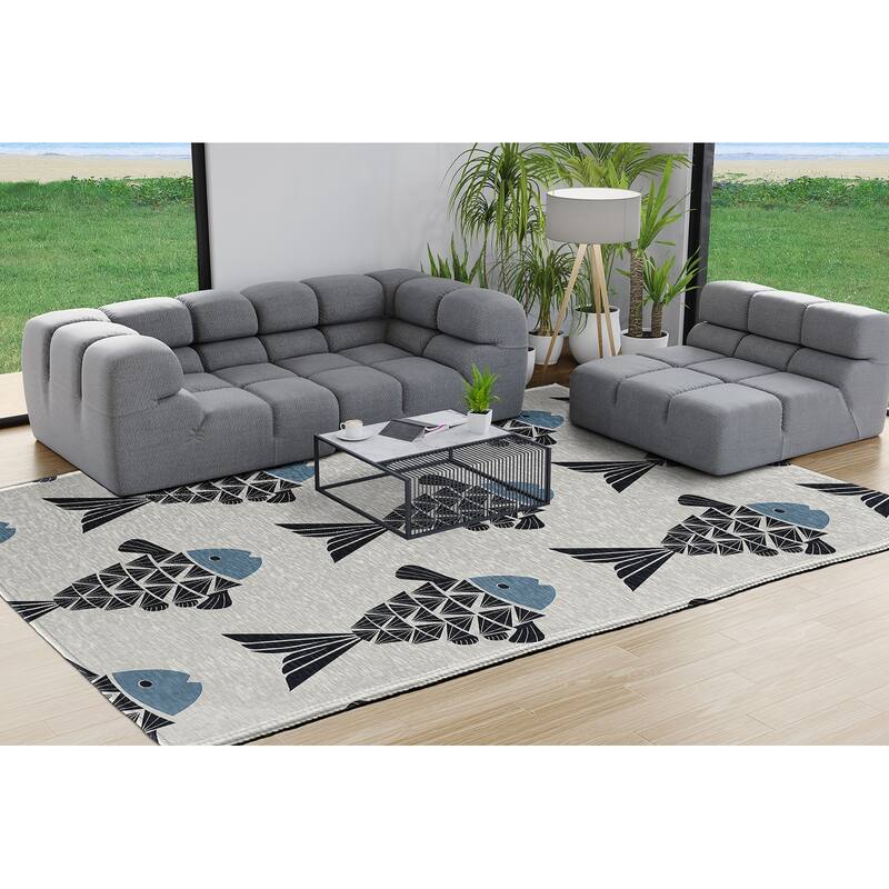 Fish Tales Nautical Chenille Rug