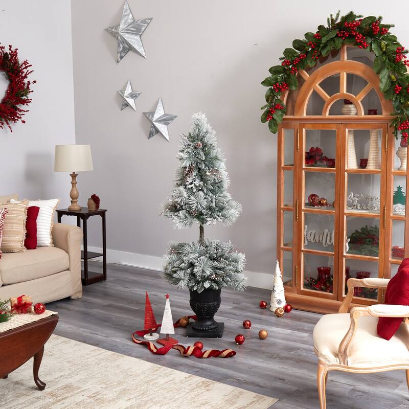 5ft Christmas Tree with Lights & Bendable Branches - Holiday Decor Urn Base - Green - 60