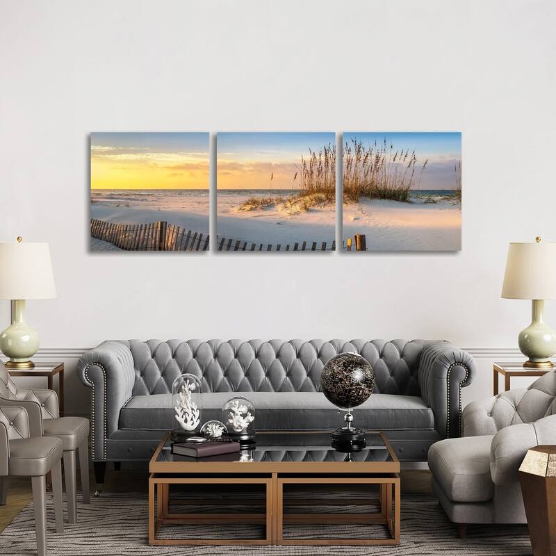 iCanvas "Pensacola Beach Sunrise" by H.J. Herrera 3-Piece Canvas Wall Art Set - 30x90x1.5