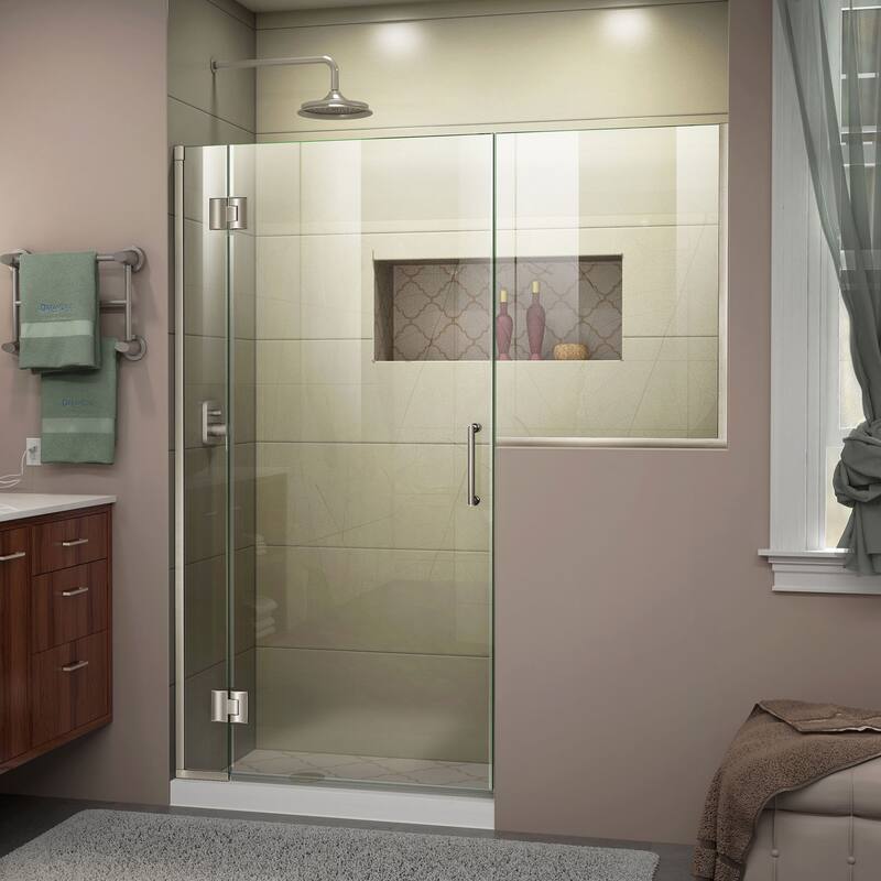 DreamLine Unidoor-X 67-67 1/2 in. W x 72 in. H Frameless Hinged Shower Door - 67" - 67.5" W - Brushed Nickel Finish