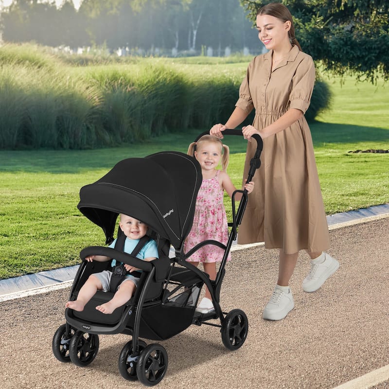 Babyjoy Sit & Stand Double Stroller with Adjustable Handle Bar - See Details