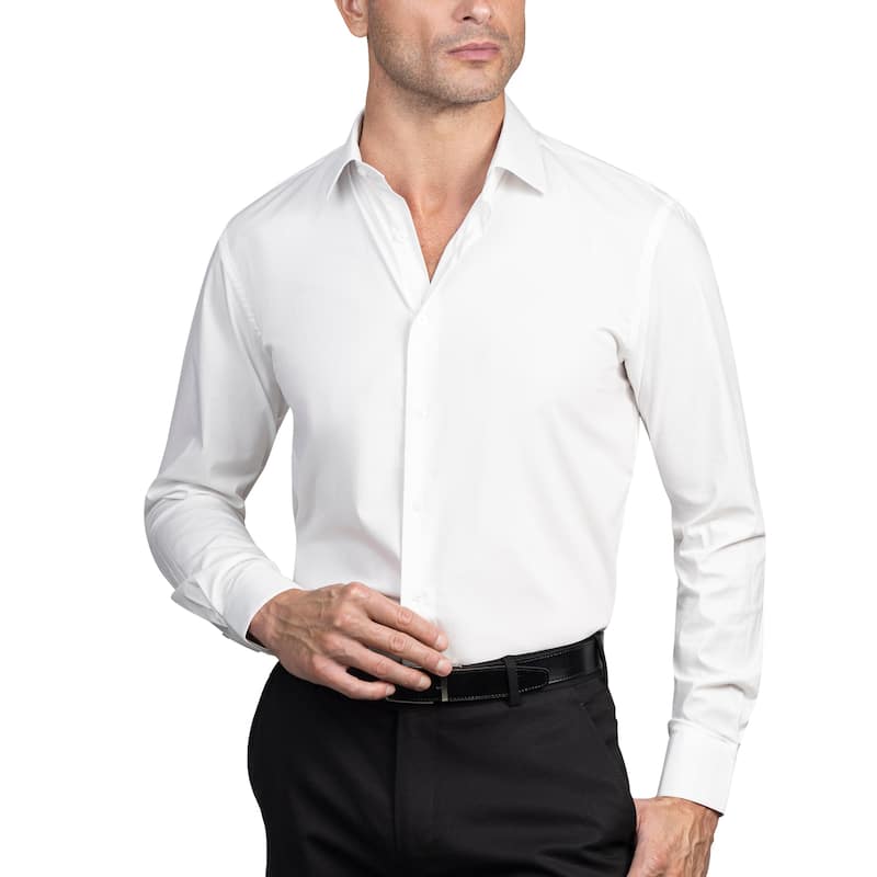Lucky Brand Men's Stretch Slim Fit Dress Shirt - M 32/33 - White