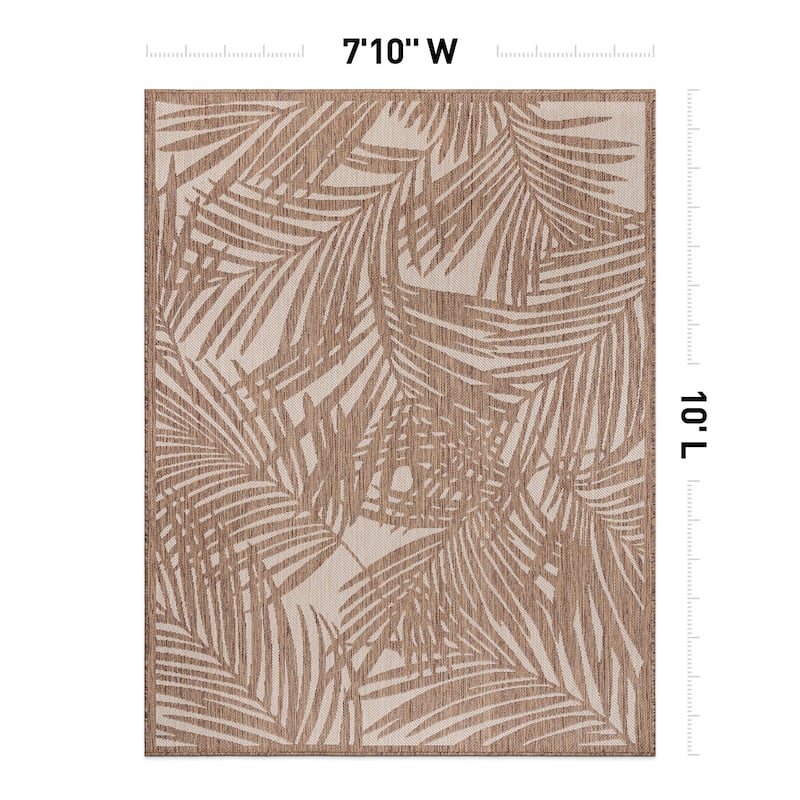 World Rug Gallery Contemporary Palm Leaf Textured Flat Weave Indoor/Outdoor Area Rug