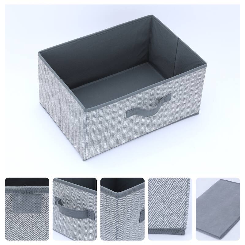 Storage Cube, Storage Bin with Handles for Shelves Closet, 1 Pack Collapsible Storage Basket for Organizing Clothes Blankets - Grey - 16*11*8in