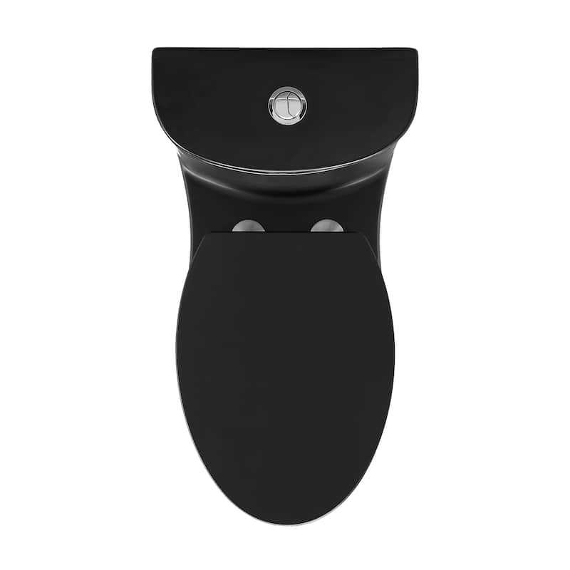 Besanon One-Piece Elongated Toilet Dual-Flush In Matte Black 1.1/1.6 Gpf - 27.75" x 15.55" 28.4"
