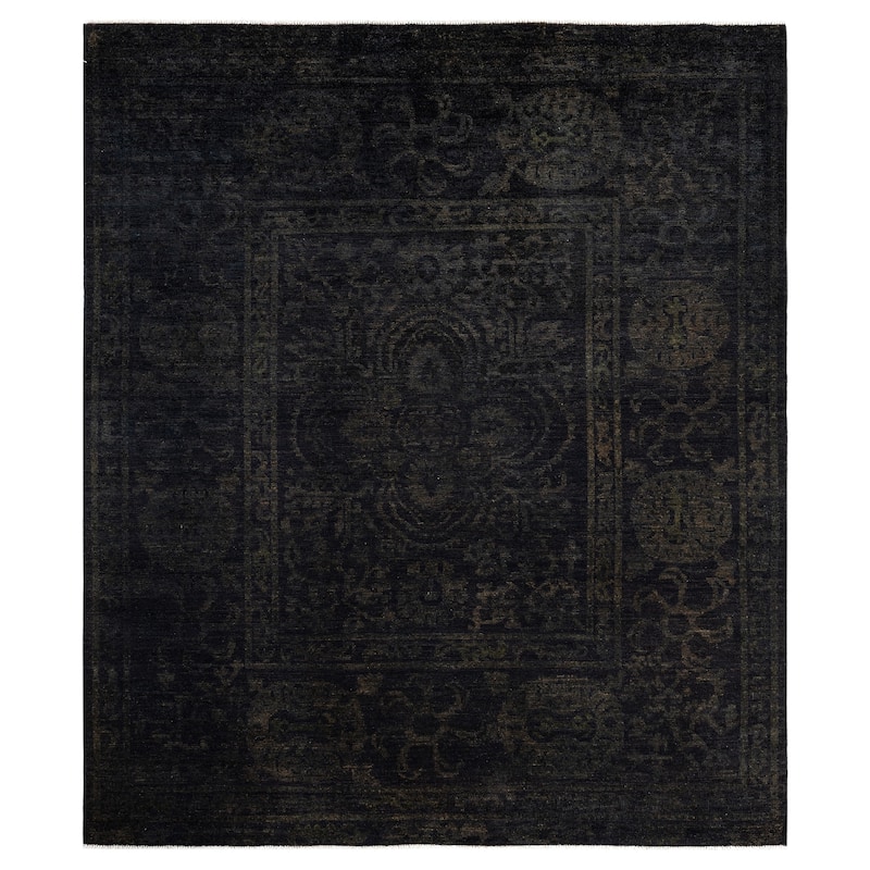 Overdyed One-of-a-Kind Hand-Knotted Area Rug - Black - 8' 7" x 10' 1"