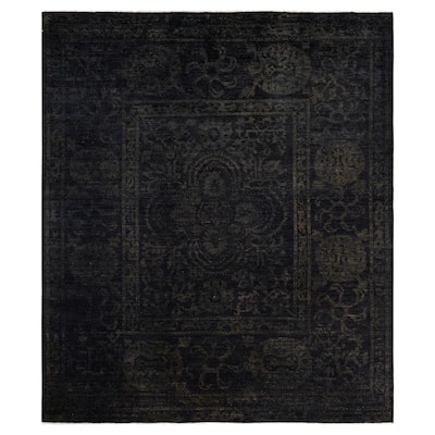 Overdyed One-of-a-Kind Hand-Knotted Area Rug - Black - 8' 7" x 10' 1"