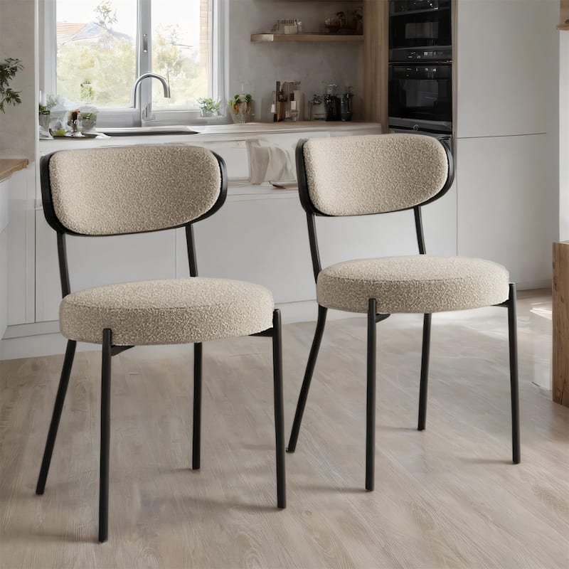 Modern Teddy Dining Chair w/ Metal Legs and Ash Veneer Back(Set of 2)
