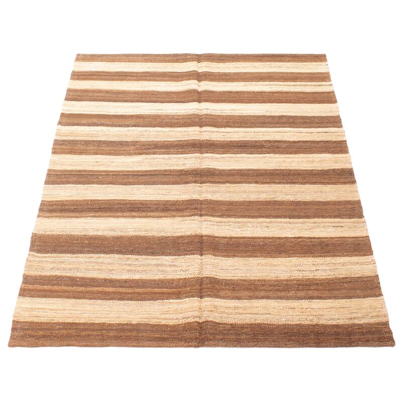 ECARPETGALLERY Flat-Weave Boho Brown Wool Kilim - 4'7 x 6'8