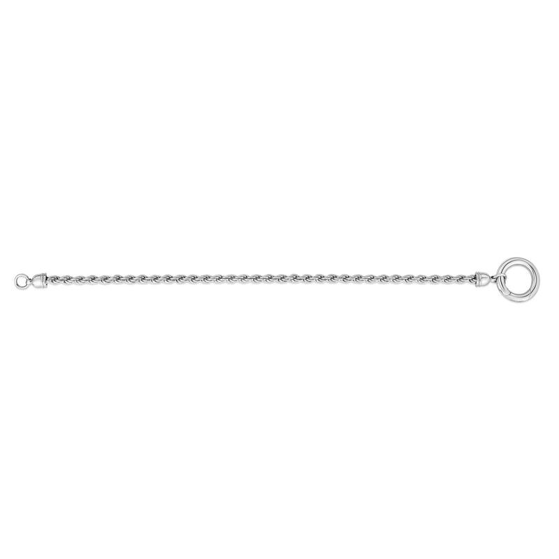 Curata 925 Sterling Silver 18" 3.4mm Rhodium Fancy Push Lock Rope Chain