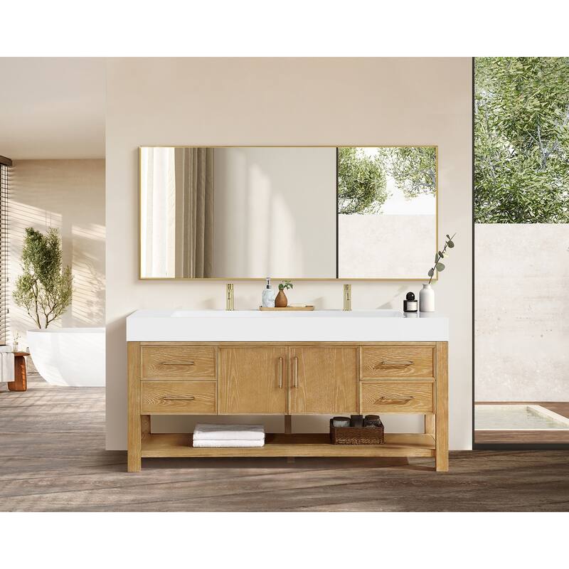 Vera Bath Vanity with Integrated Stone Sink Top and Mirror