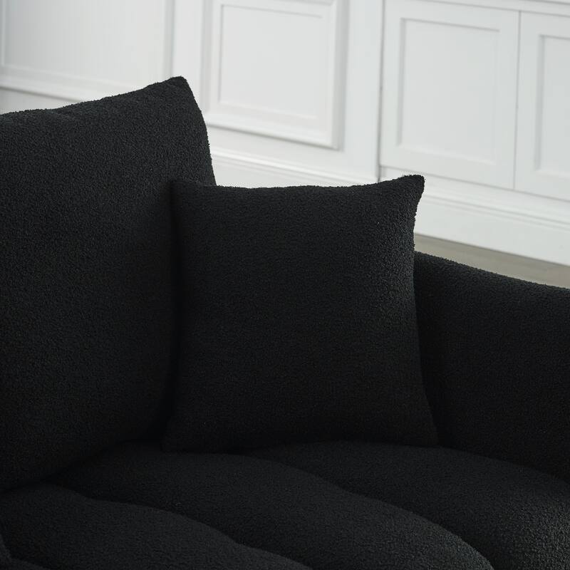Premium Teddy Fabric Sofa with 3 Back Pillows and 3 Back Cushions