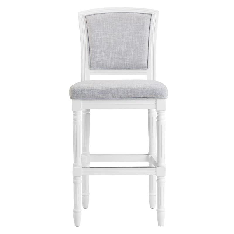 Charleston Wood Bar Stool with Gray Upholstered Seat and Back