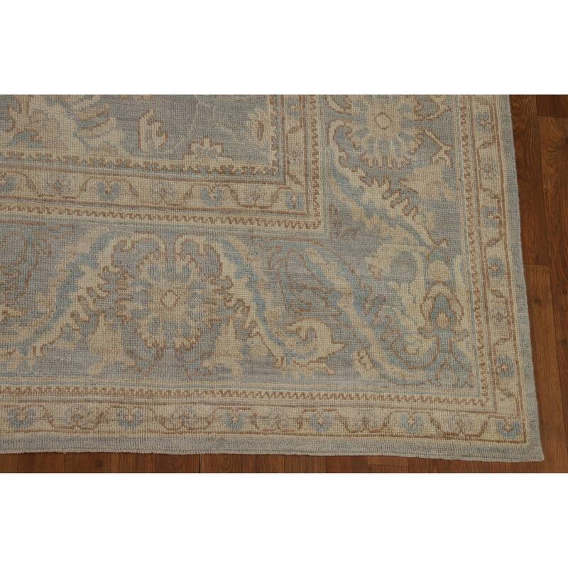 Hand Knotted Oriental 100% Wool Carpet Transitional All-Over Greys & Charcoal Oushak Area Rug - 12' 2'' X 9' 0''