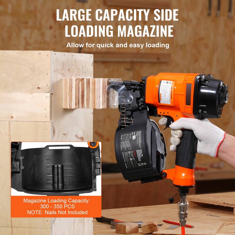 Coil Framing Nailer, 15 Degree Pneumatic Framing Nail Gun Air Coil Nailer for Framing, Wall Flooring and Wall Assembly