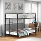 preview thumbnail 8 of 10, Furniture of America Gene Modern Matte Black Metal Low Profile Bunk Bed with Reversible Ladder Twin