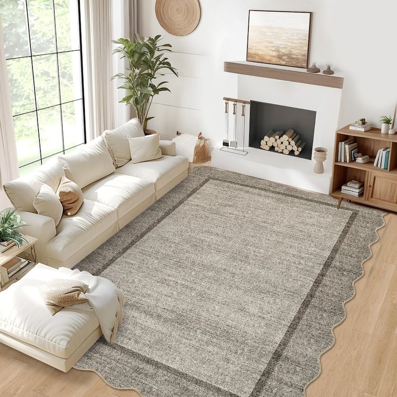 Garvee Scallop Solid Washable Area Rug - 4'x6' - Brown