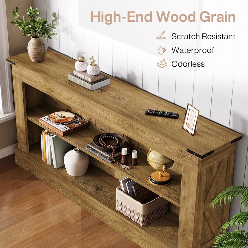 63 Inch Long Entryway Table, Narrow Sofa Console Table with Shelf