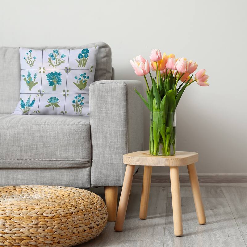 Framed Field Flowers Decorative Throw Pillow