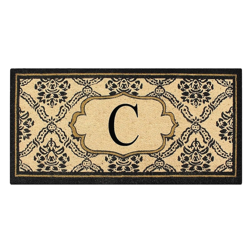 A1HC Uriel Treated Coir Monogrammed Entry Double Door Mat 30"x 60" - C
