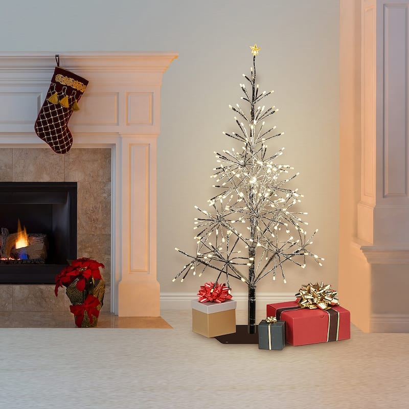 Alpine Corporation 53"H Indoor/Outdoor Artificial Christmas Tree with LED Lights