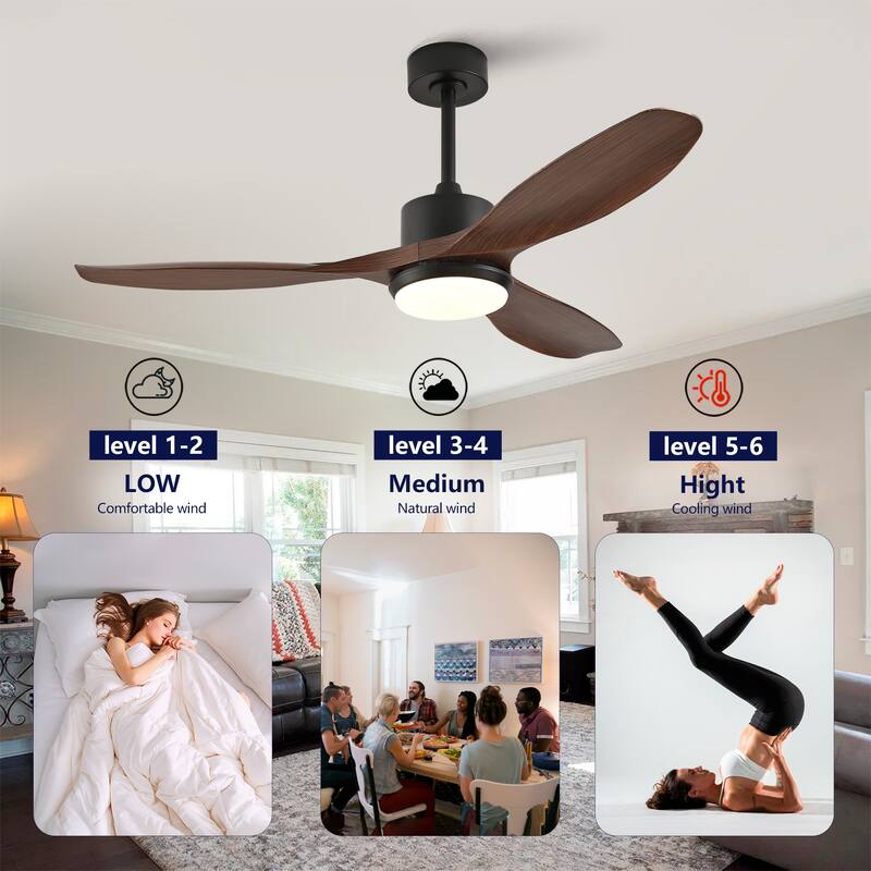 Sofucor 42/52 Inch Ceiling Fan With Light,3 ABS Blades Remote Control,Reversible DC Motor With Dimmable LED