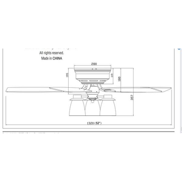 52 in. Indoor Chrome Downrod Mount Chandelier Ceiling Fan With Light