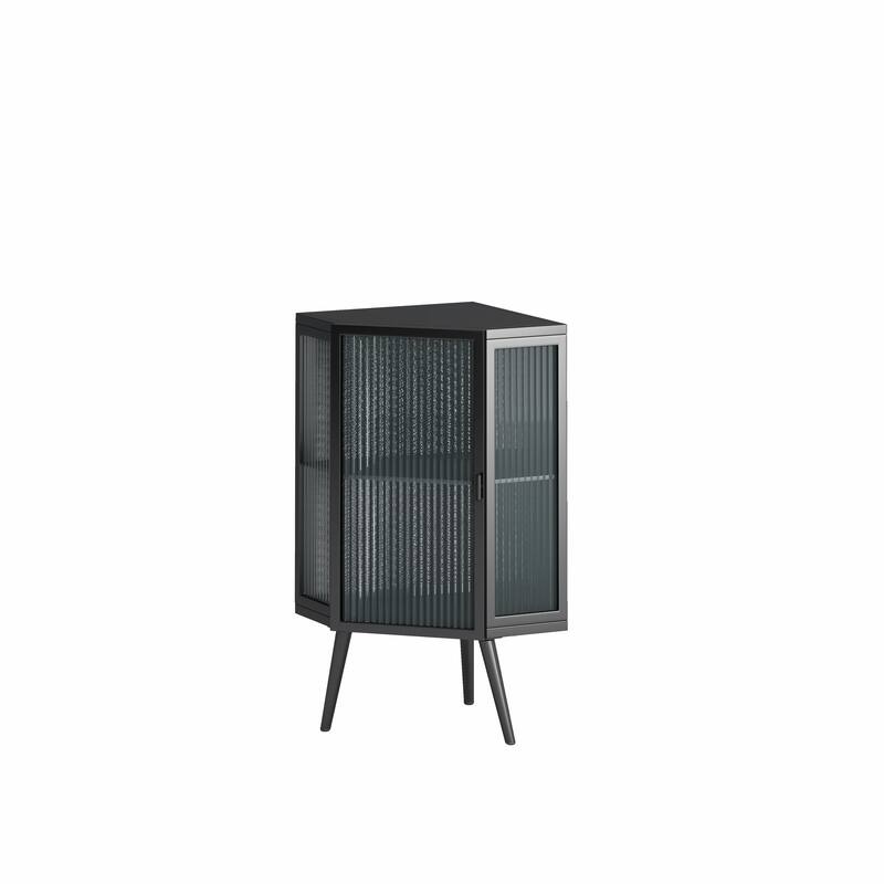 22.25" Floor Corner Cabinet with Glass Door & Adjustable Shelf