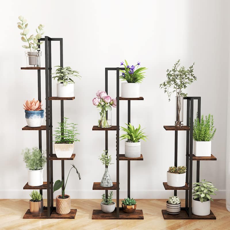 Gymax 3 PCS Plant Stand Set 4/5/6 Tier Indoor Flower Stands Multi