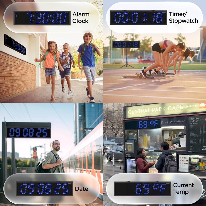 Ivation Large Digital Clock, Led Wall Clock with Stopwatch, Alarms, Timer & Remote, White