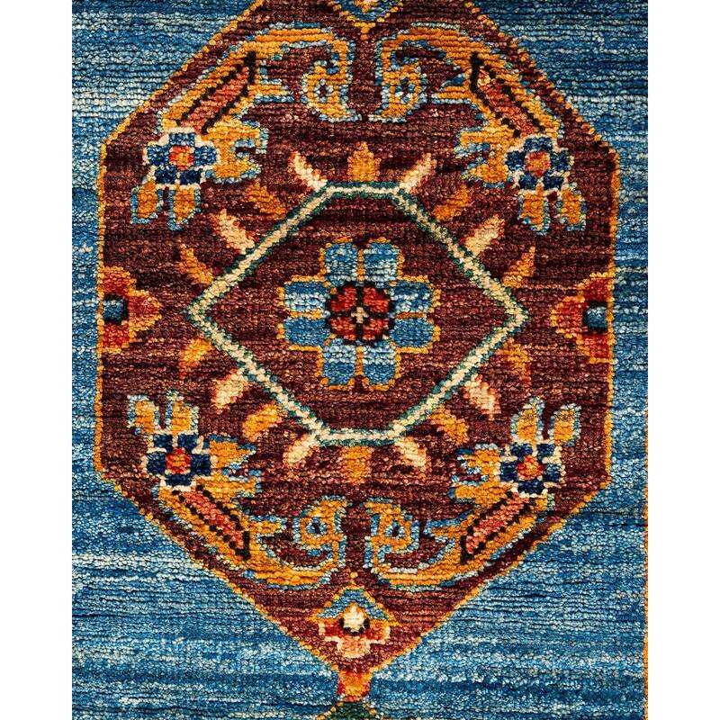 Serapi One-of-a-Kind Hand-Knotted Runner Rug - Light Blue, 2' 7" x 8' 7" - 2' 7" x 8' 7"