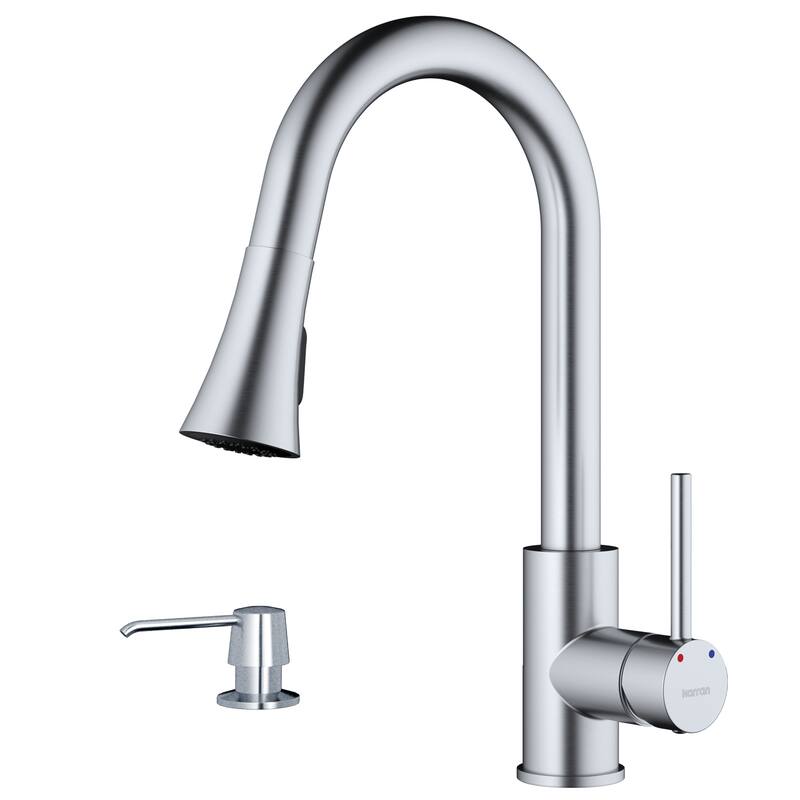 Karran Weybridge Single-Handle Pull-Down Sprayer Kitchen Faucet with Matching Soap Dispenser - Stainless Steel