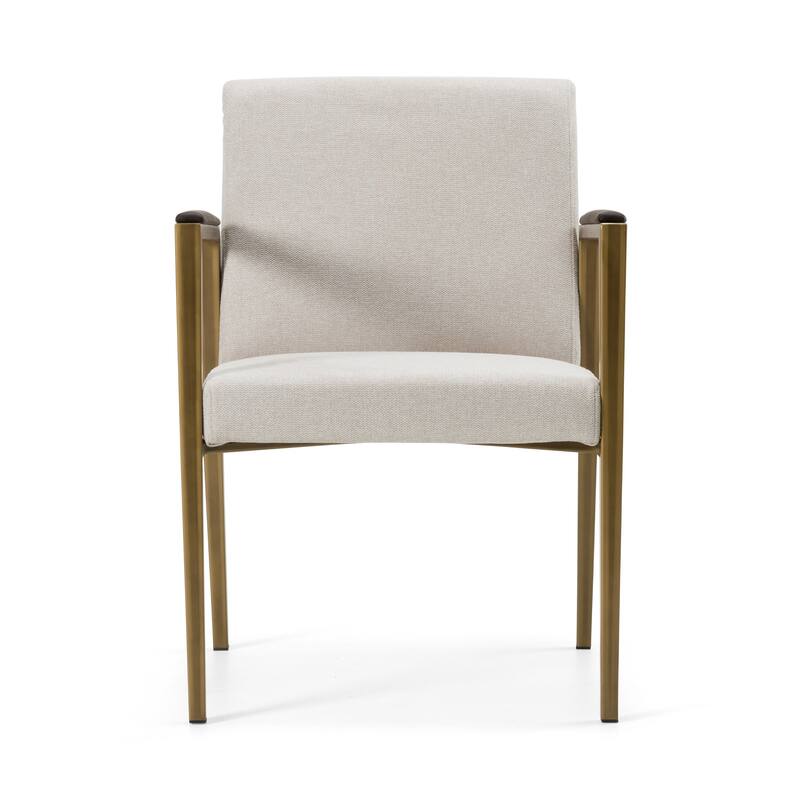 Modrest Sanders Modern Off-White Fabric & Brass Dining Chair