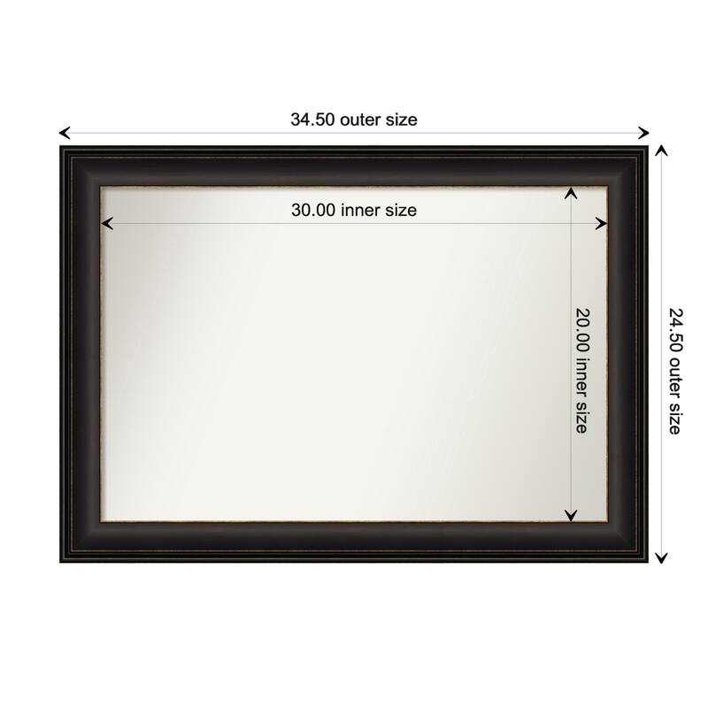 Trio Oil Rubbed Bronze Framed Non-Beveled Custom Wall Mirror, Bathroom Vanity Mirror - Outer Size: 34.5 x 24.5