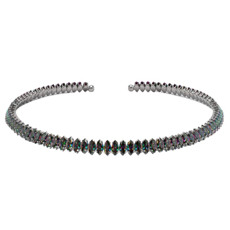 Victoria Townsend Fine Silver Plated Adjustable Coil Cubic Zirconia Necklace - Blue