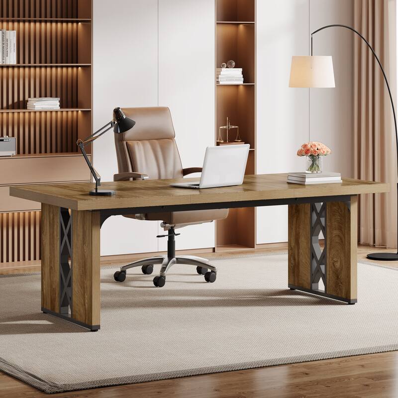 71" Modern Executive Desk, Large Home Office Desk Computer Writing Table Workstation