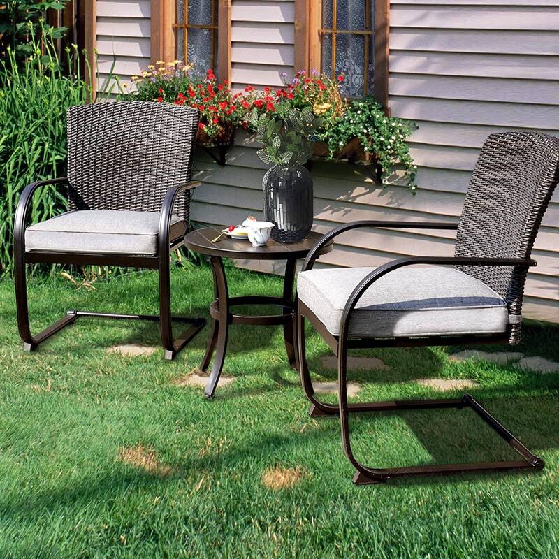 Bistro Steel Frame Outdoor Patio Dining Chair With Cushions (2-Pack) - N/A