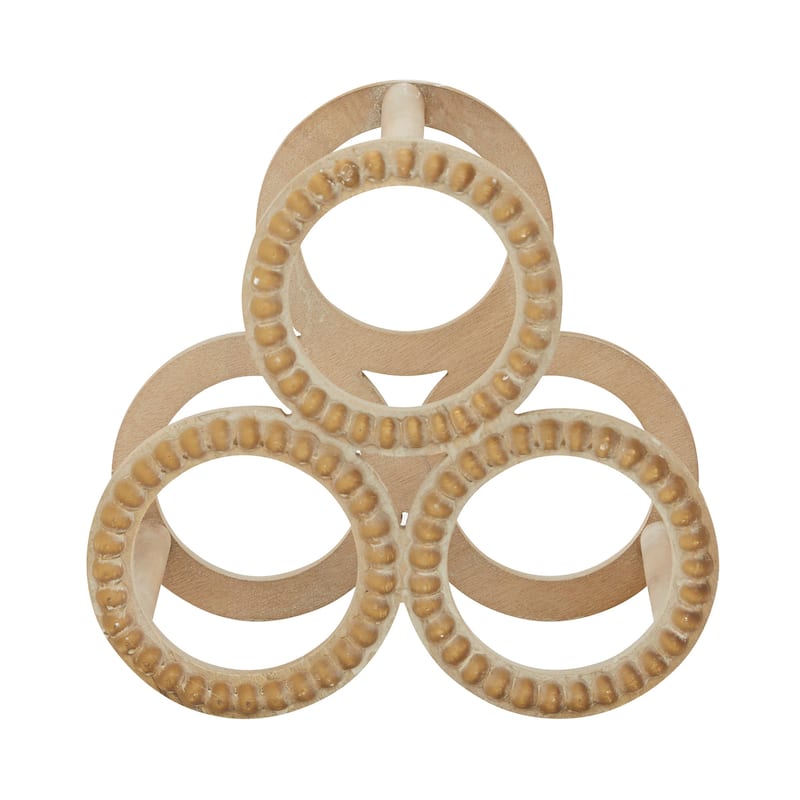 White Wood Beaded Wine Rack