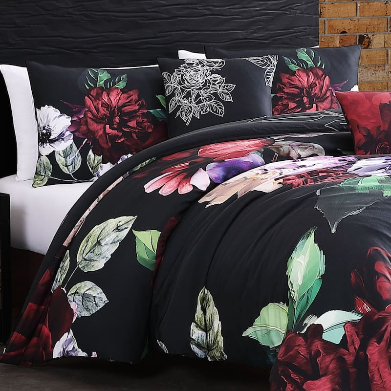 Bebejan Moody Painting 100% Cotton Sateen 5 Piece Reversible Comforter Set