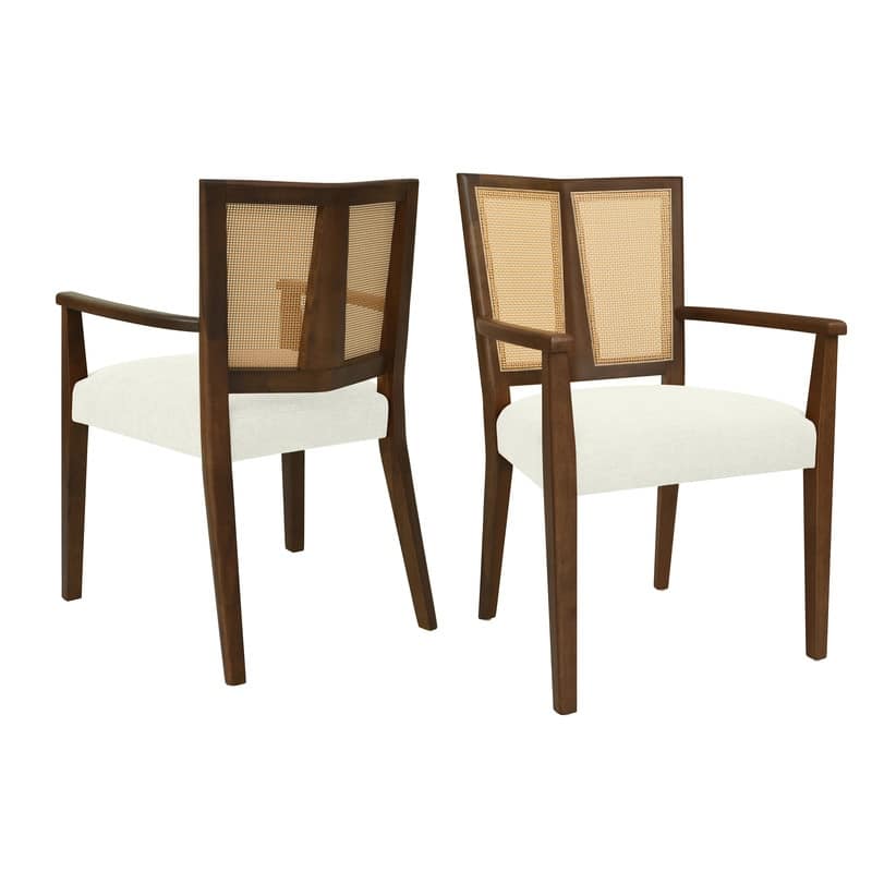 Wooden Dining Chairs Set of 2 Modern Fabric Upholstered Kitchen Chairs