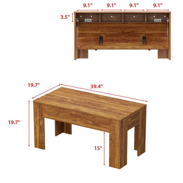 Solid Wood Coffee Table with Hidden Compartment Storage for Living Room ...