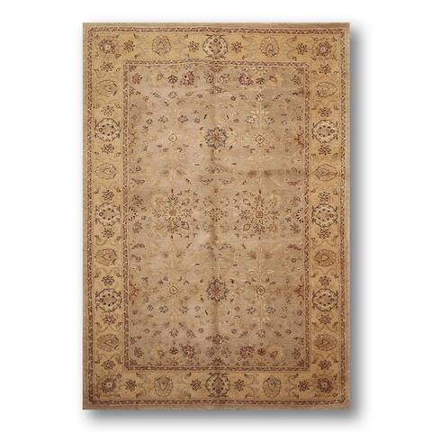 Hand Knotted 100% Wool Traditional Oriental Area Rug Light Brown (5x7) - 5'6" x 8'6"