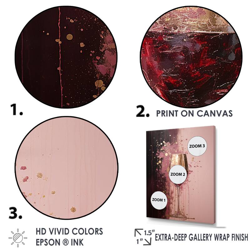 Designart "Magic Millesime Red Wine Glass" Champagne Wall Art