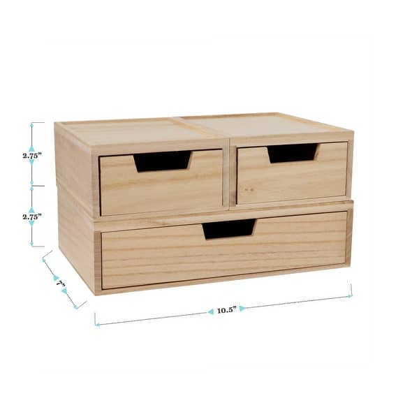 Martha Stewart Set of 3 Wooden Storage Boxes with Pullout Drawers - Bed ...