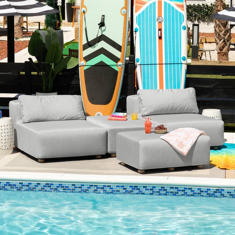 Jaxx Vada Outdoor Sun Lounger Loveseat Luxurious Modular Double Chaise and Conversation Nook - 72" W x 79.5" D x 25.5" H