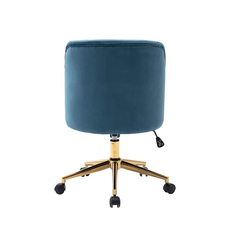 Porthos Home Hattie Tufted Velvet Office Chair, Gold Base With Wheels